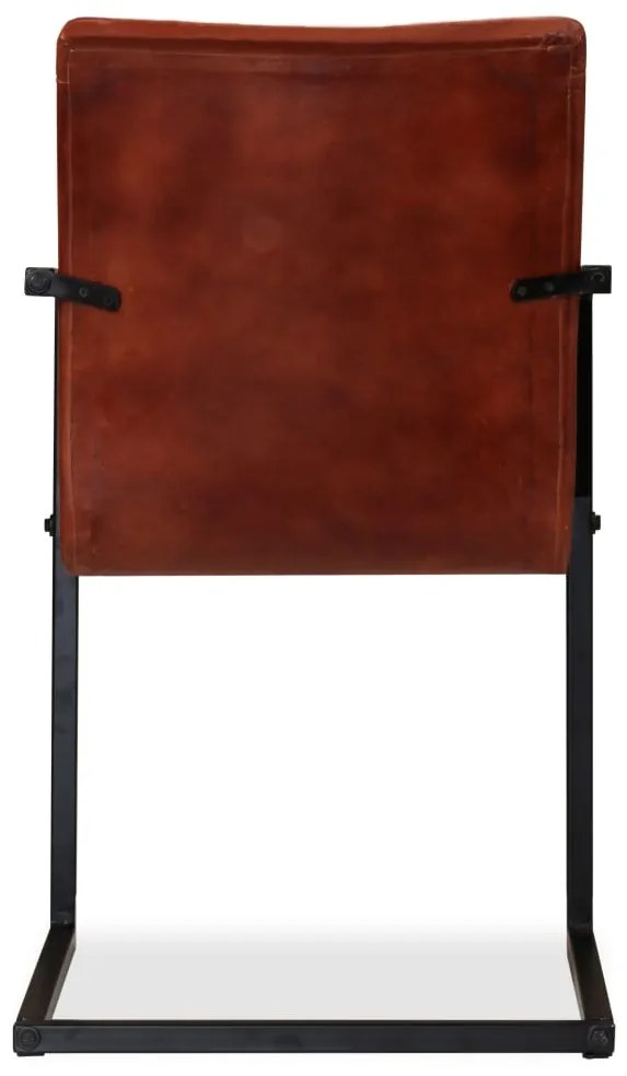 vidaXL Καρέκλες Τραπεζαρίας 6 τεμ. Καφέ από Γνήσιο Δέρμα