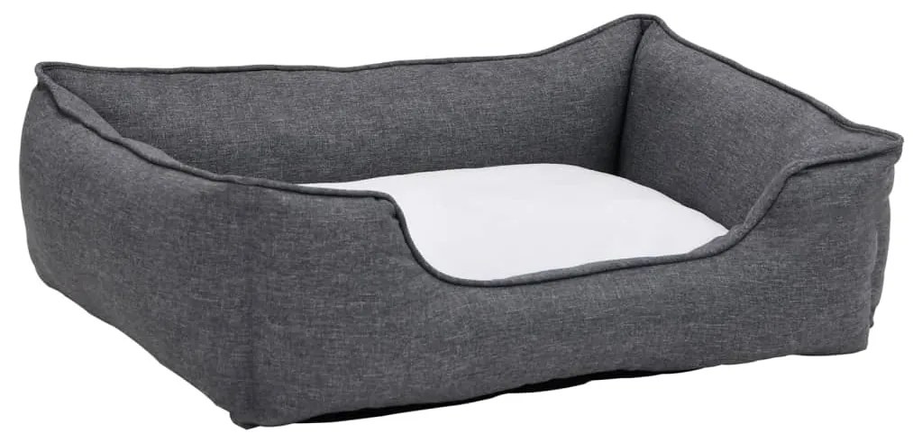 vidaXL Κρεβάτι Σκύλου Γκρι/Λευκό 85,5 x 70 x 23 εκ. Όψη Λινού Φλις