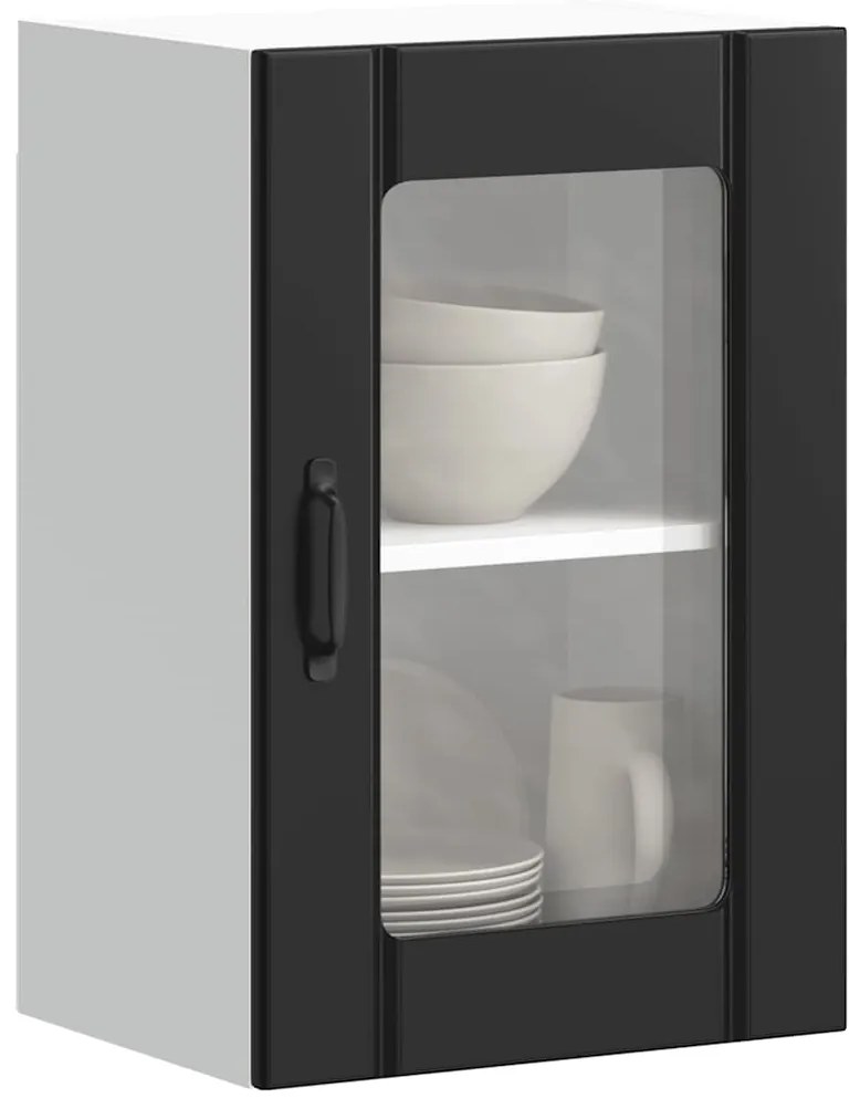 Ντουλάπι τοίχου κουζίνας με γυάλινη πόρτα "Lucca" Μαύρο