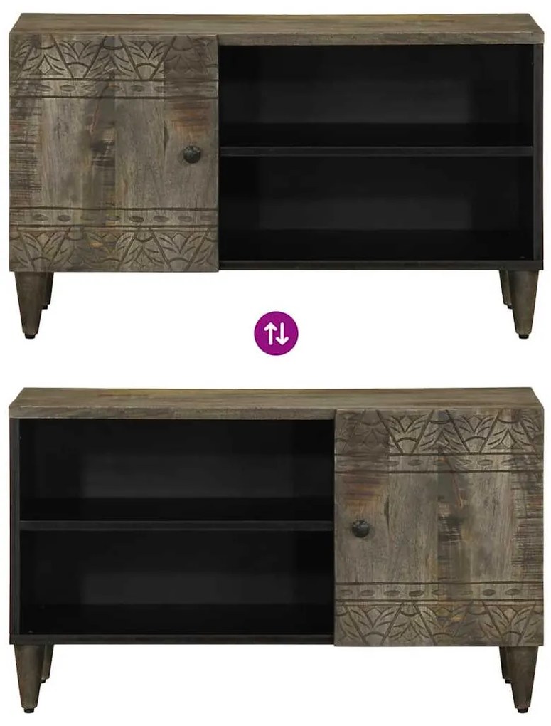 vidaXL Ντουλάπι τηλεόρασης ανοιχτό γκρι 80x31,5x46 cm μασίφ ξύλο Mango