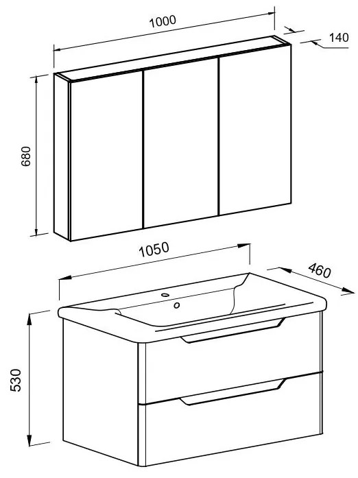 Σετ μπάνιου PERLA 100 MDF Λευκό Λάκα 105x46x145 εκ.