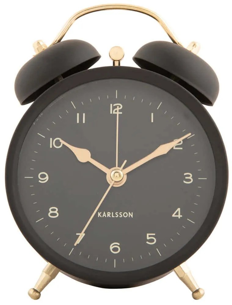 Ρολόι Επιτραπέζιο - Ξυπνητήρι Classic Twin Bell KA5998BK 9,7x5,4x13,5cm Black Karlsson Metal