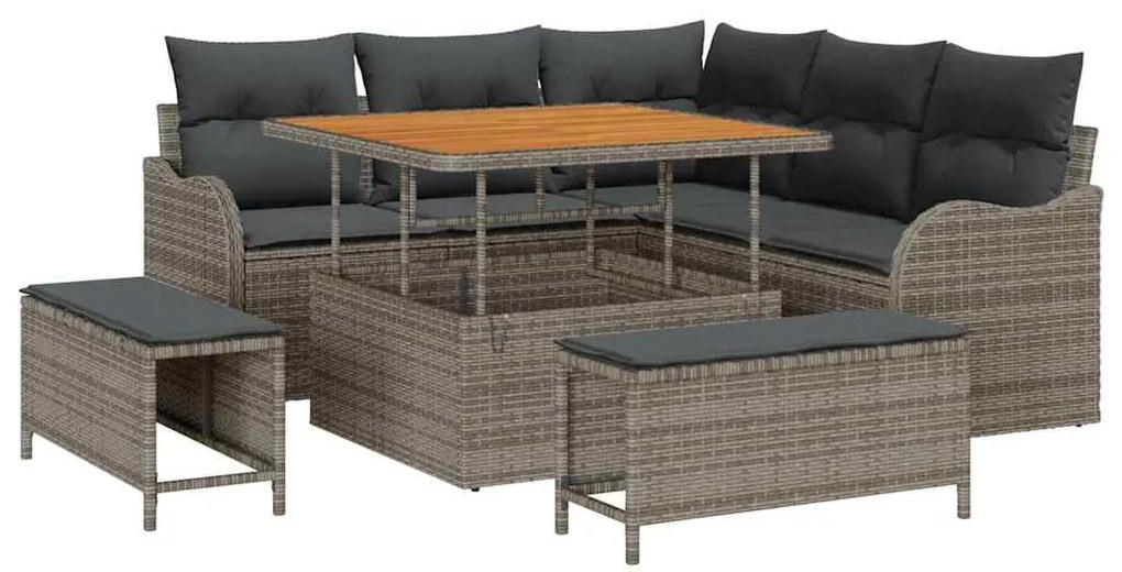 vidaXL Σετ Καναπέ Κήπου 8 pcs Γκρι συνθετικό ρατάν