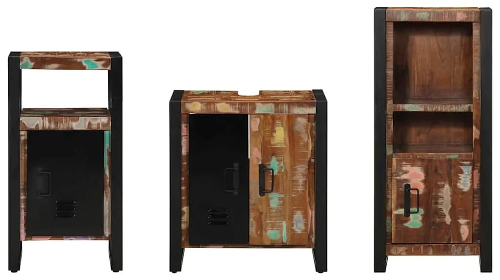 vidaXL Σετ Επίπλων Μπάνιου με συρτάρι 3 pcs Στερεό Ανακτηθέν Ξύλο