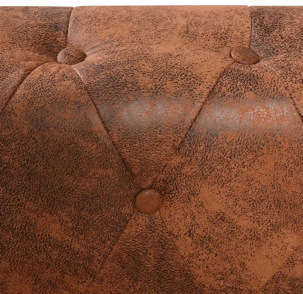 vidaXL Καναπές Γωνιακός Πενταθέσιος Chesterfield Καφέ Συνθετικό Δέρμα