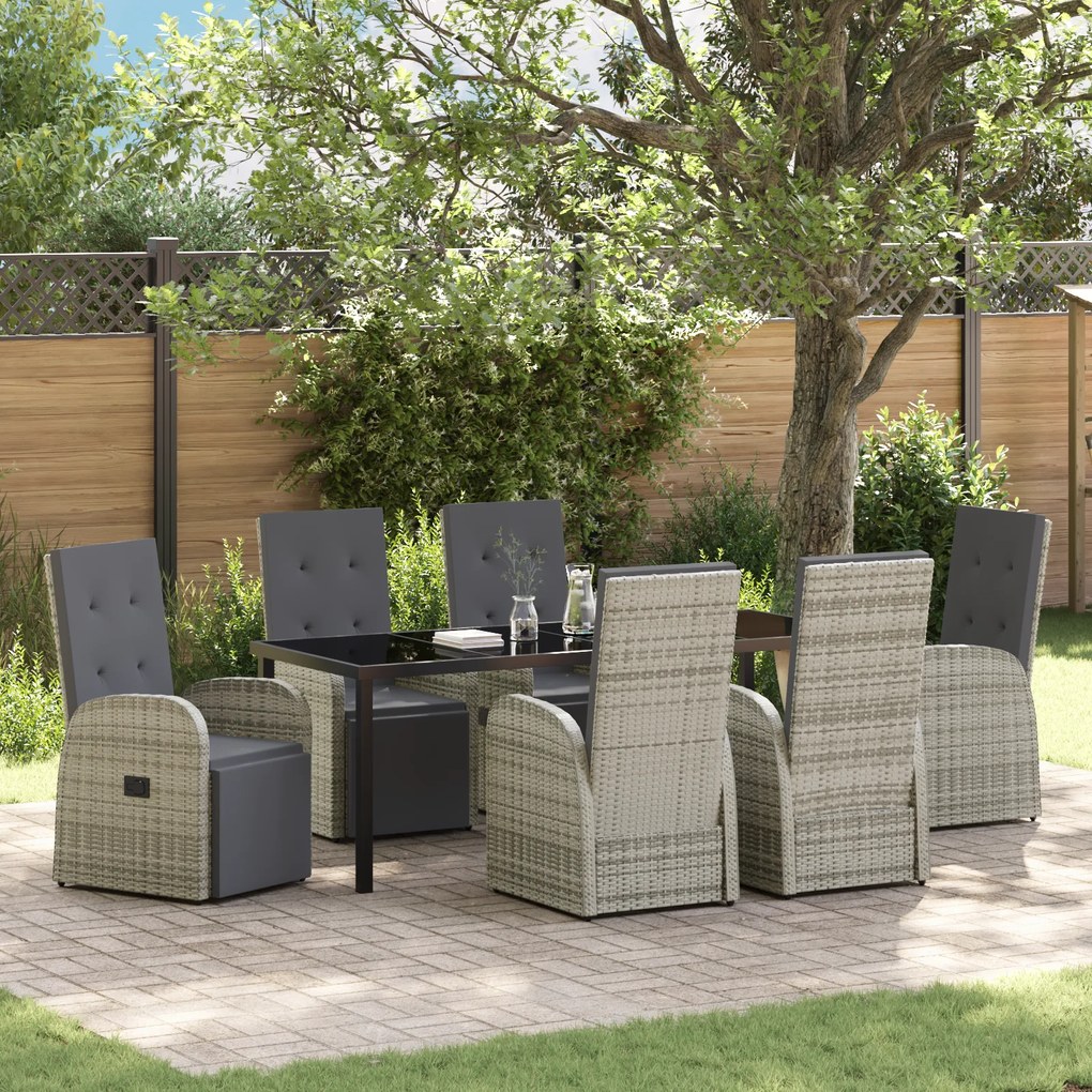 vidaXL Ανακλινόμενες Καρέκλες Κήπου 7 pcs Γκρι 200 x 80 x 73 εκ