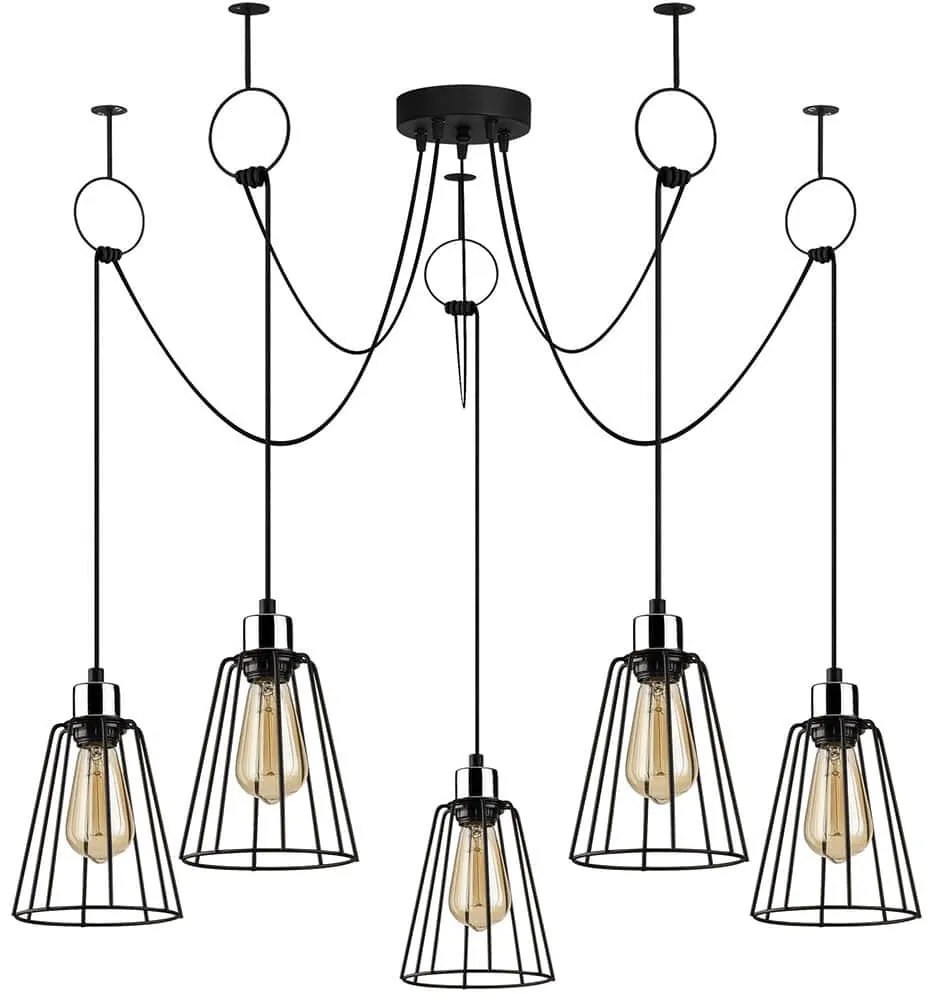 Φωτιστικό Οροφής Tel 892OPV1708 Φ115x130cm 5xE27 40W Black Opviq
