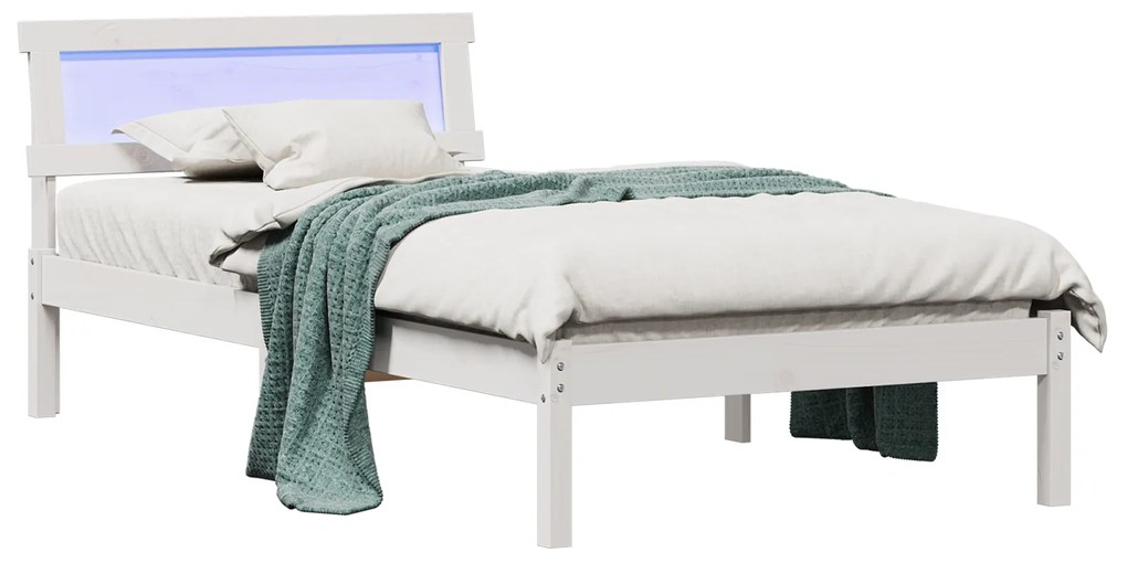 vidaXL Σκελετός Κρεβατιού Λευκό 90 x 190 cm Συμπαγές ξύλο πεύκου