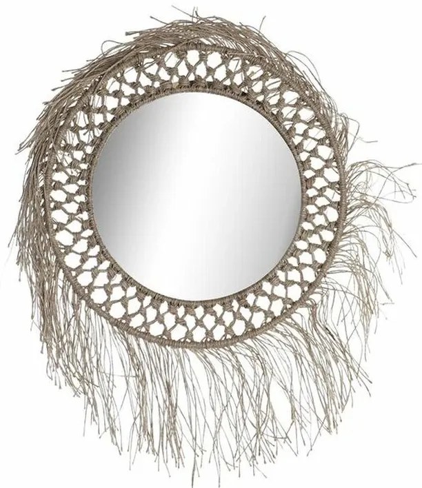 Τοίχο καθρέφτη DKD Home Decor Φυσικό Bali 60 x 4 x 60 cm