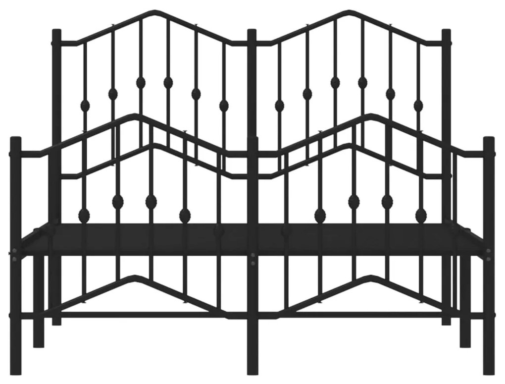 vidaXL Πλαίσιο Κρεβατιού με Κεφαλάρι/Ποδαρικό Μαύρο 120x190εκ. Μέταλλο