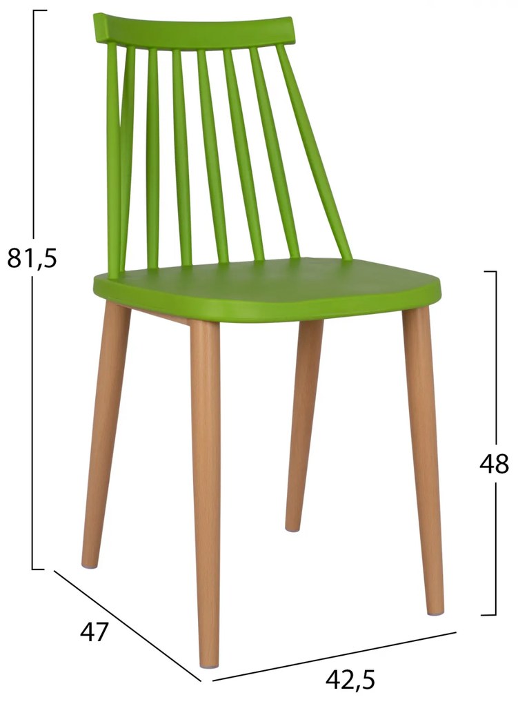 ΚΑΡΕΚΛΑ ΤΡΑΠΕΖΑΡΙΑΣ HM8052.08 VANESSA ΠΡΑΣΙΝΗ ΜΕ ΜΕΤΑΛΛΙΚΑ ΠΟΔΙΑ 42,5x47x81,5 εκ.