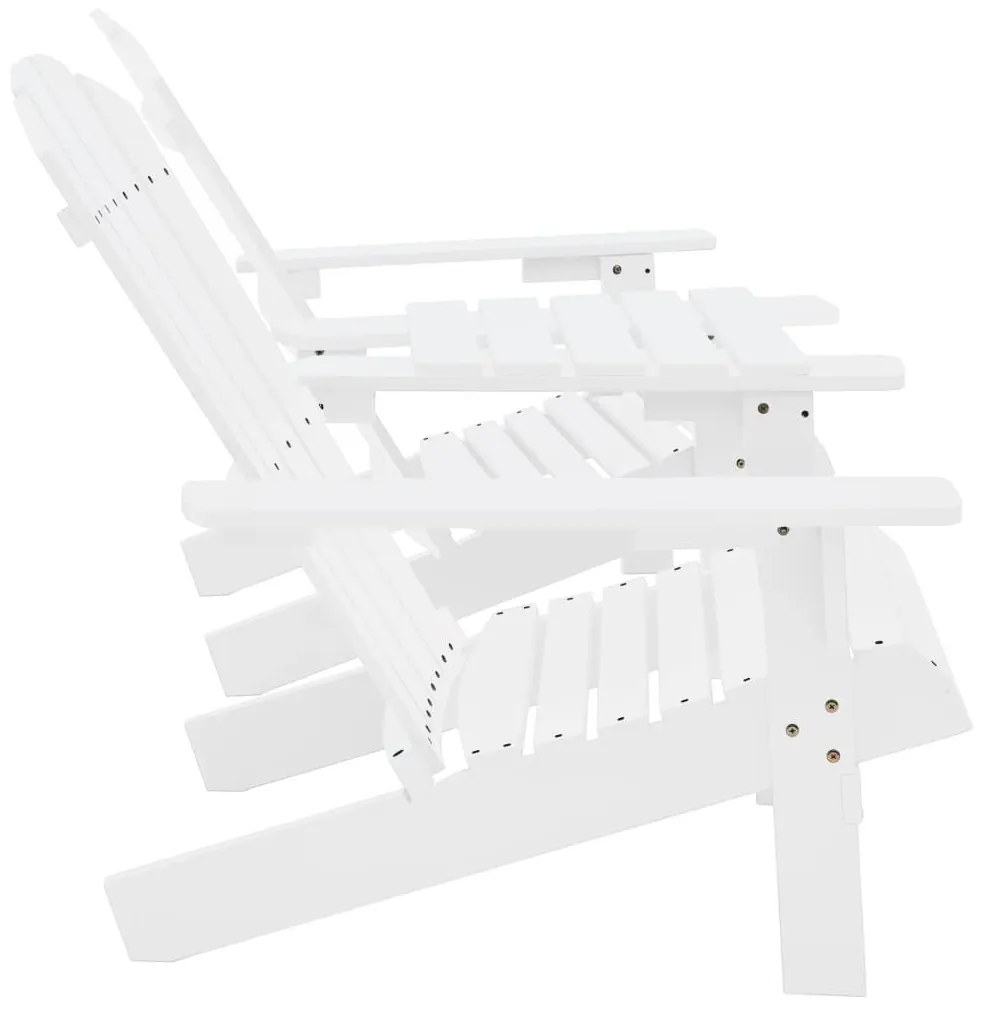 Καρέκλες Κήπου Adirondack με Τραπέζι Λευκές Μασίφ Ξύλο Ελάτης - Λευκό