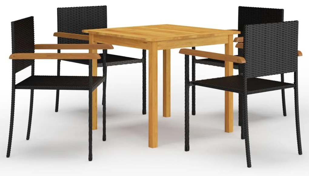 vidaXL Σετ Τραπεζαρίας Κήπου 5 Τεμαχίων Μαύρο