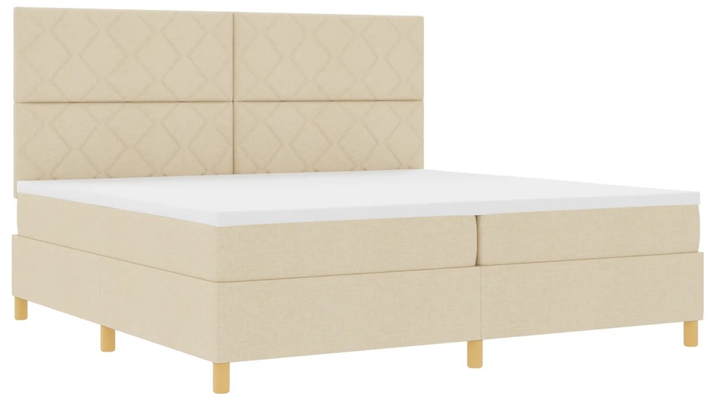 vidaXL Κρεβάτι με Στρώμα Κρεμ 200x200 cm Ύφασμα