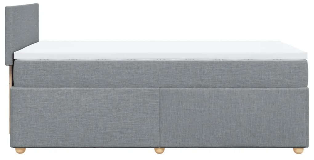 vidaXL Κρεβάτι Boxspring με Στρώμα Ανοιχτό Γκρι 90x190 εκ. Υφασμάτινο