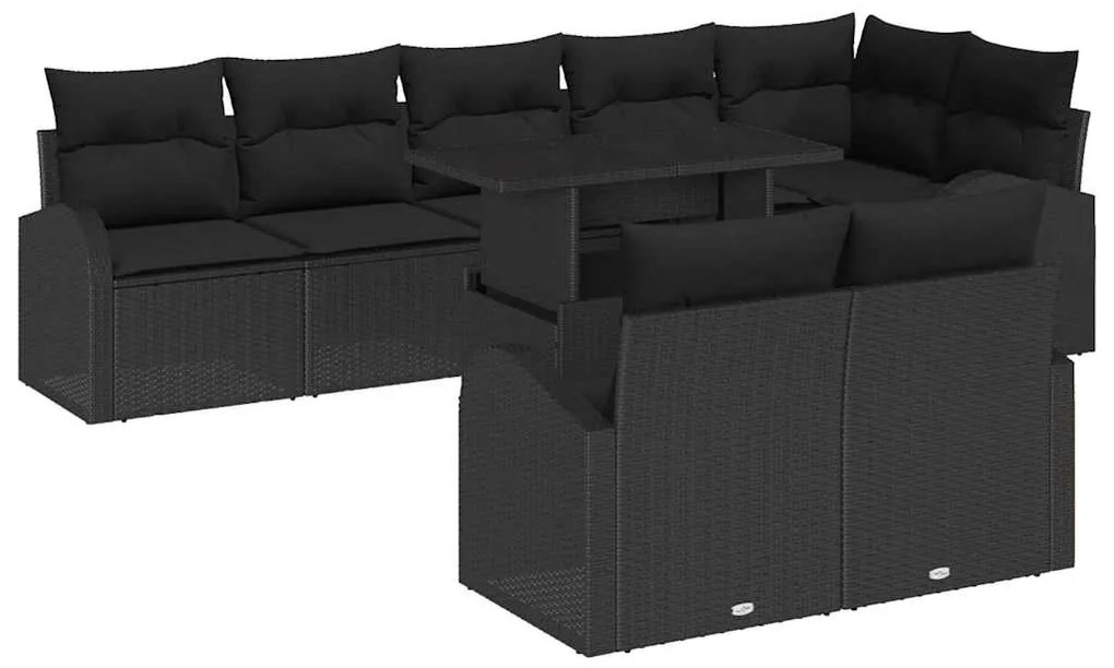 vidaXL Σετ Καναπέ Κήπου με μαξιλάρι 9 pcs Μαύρο 100 x 55 x 73 εκ