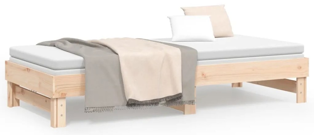 vidaXL Καναπές Κρεβάτι Συρόμενος 2x(80x200) εκ. από Μασίφ Ξύλο Πεύκου