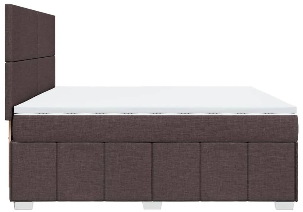 vidaXL Κρεβάτι Boxspring με Στρώμα Σκούρο Καφέ 200x200 εκ. Υφασμάτινο