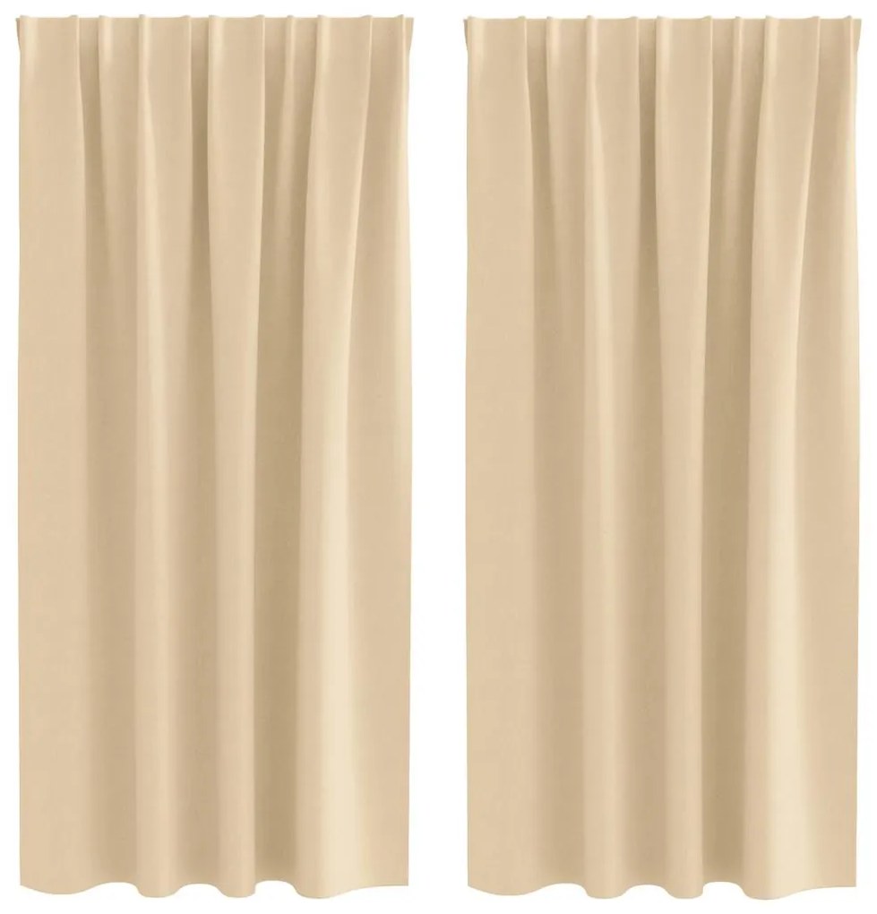 vidaXL Κουρτίνες με κουρτίνες 2 pcs Κρεμ 175x140εκ. Πολυεστέρας