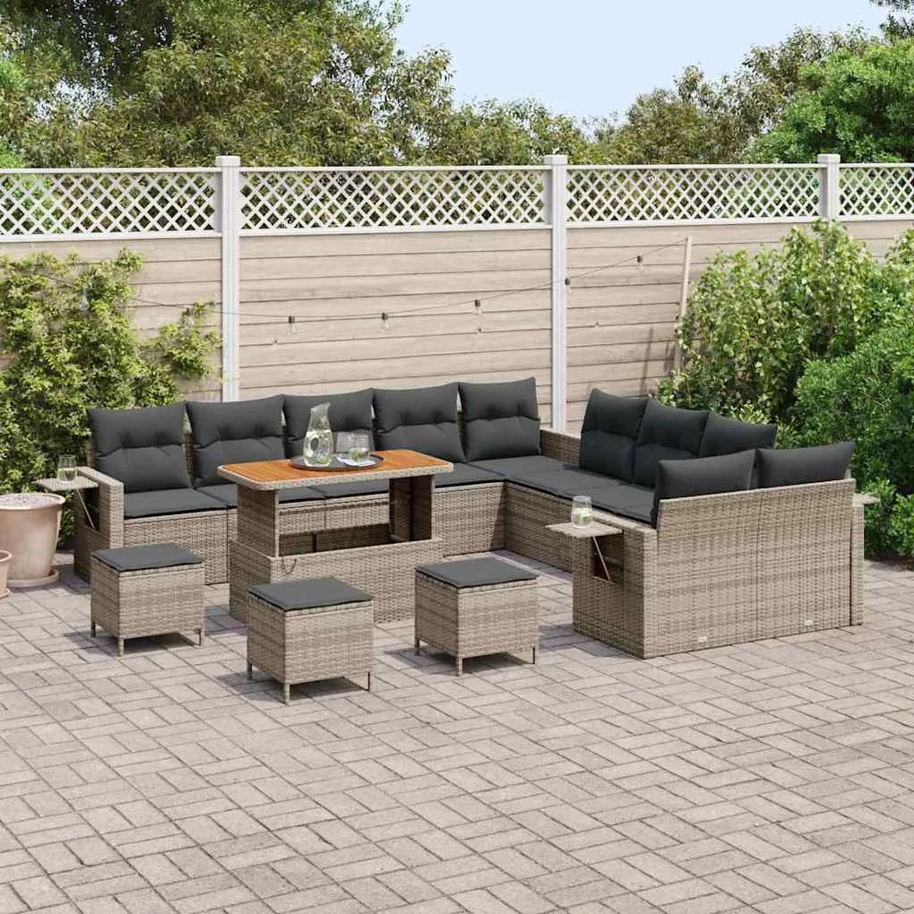 vidaXL Σετ Καναπέ Κήπου 14 pcs Γκρι συνθετικό ρατάν