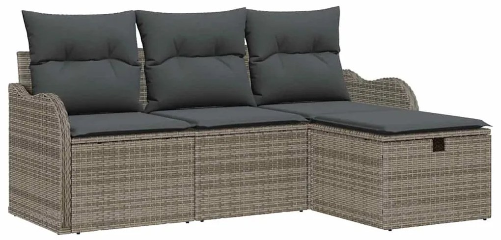 vidaXL Σετ Καναπέ Κήπου 4 pcs Γκρι 176 x 117 x 85 εκ Πολυ ράταν