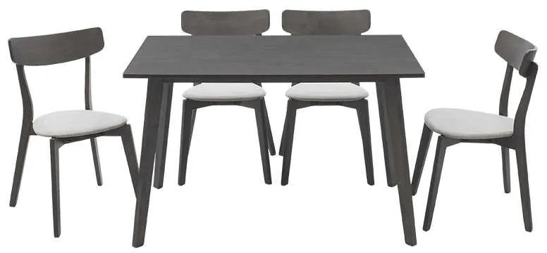 Tραπεζαρία Benson - Toto pakoworld σετ 5τμχ rustic grey - ύφασμα γκρι 120x75x75εκ