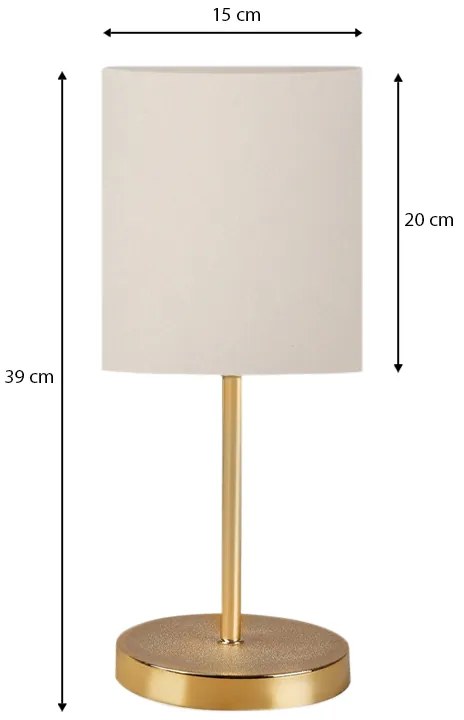 Φωτιστικό επιτραπέζιο Ingared Megapap E27 υφασμάτινο χρώμα κρεμ - χρυσό Φ15x39εκ.
