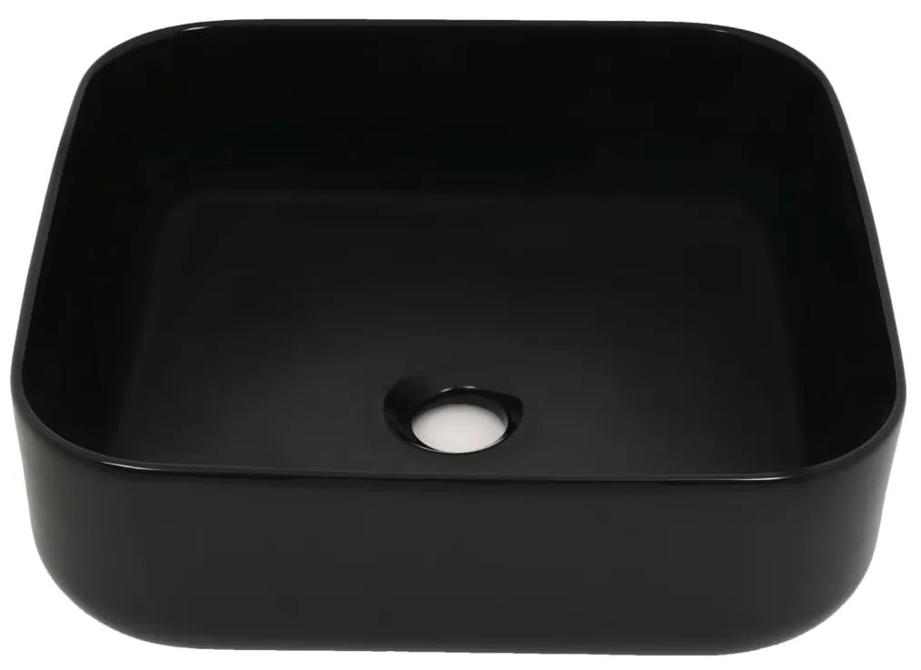 vidaXL Νιπτήρας Τετράγωνος Μαύρος 38 x 38 x 13,5 εκ. Κεραμικός
