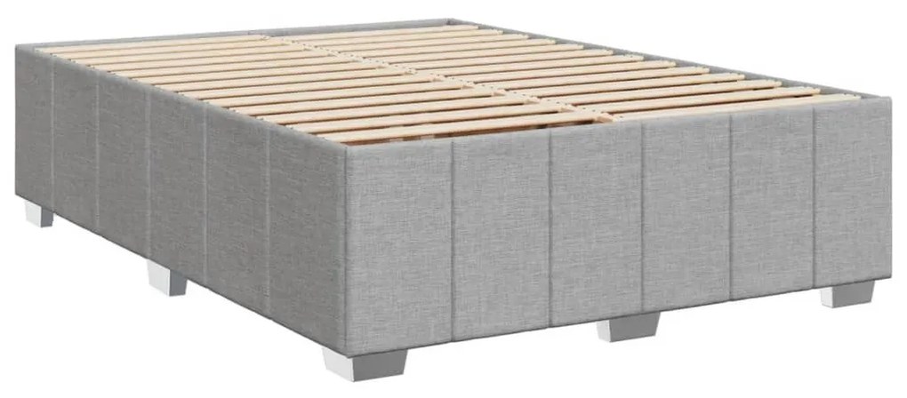 Κρεβάτι Boxspring με Στρώμα Ανοιχτό Γκρι 140x200 εκ. Υφασμάτινο - Γκρι