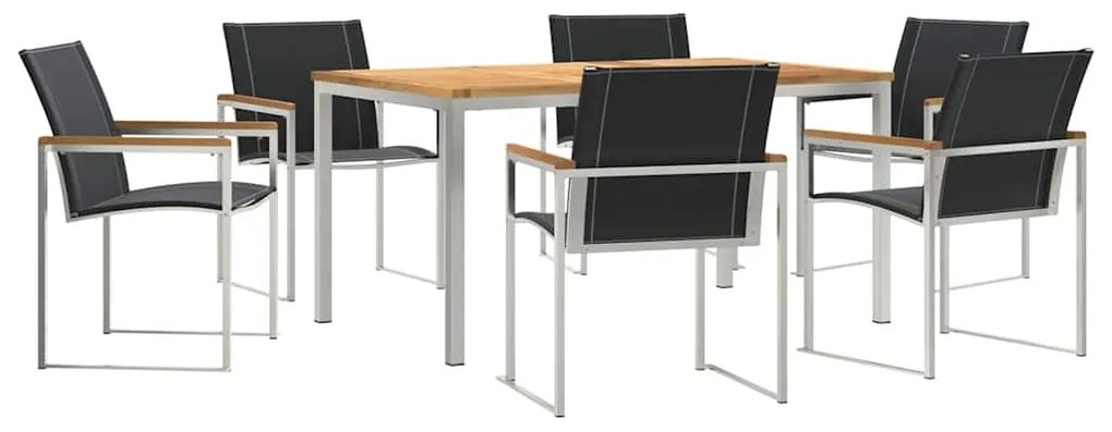 vidaXL Σέτ φαγητού για κήπο 7 pcs Καφέ Στερεό Ξύλο Ακακίας