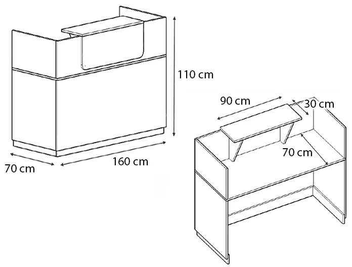 Γραφείο υποδοχής - reception Lemmon Megapap χρώμα φυσικό οξιάς 160x70x110εκ.