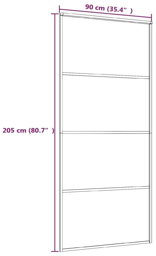 Συρόμενη Πόρτα Λευκή 90 x 205 εκ. από Γυαλί ESG / Αλουμίνιο - Λευκό