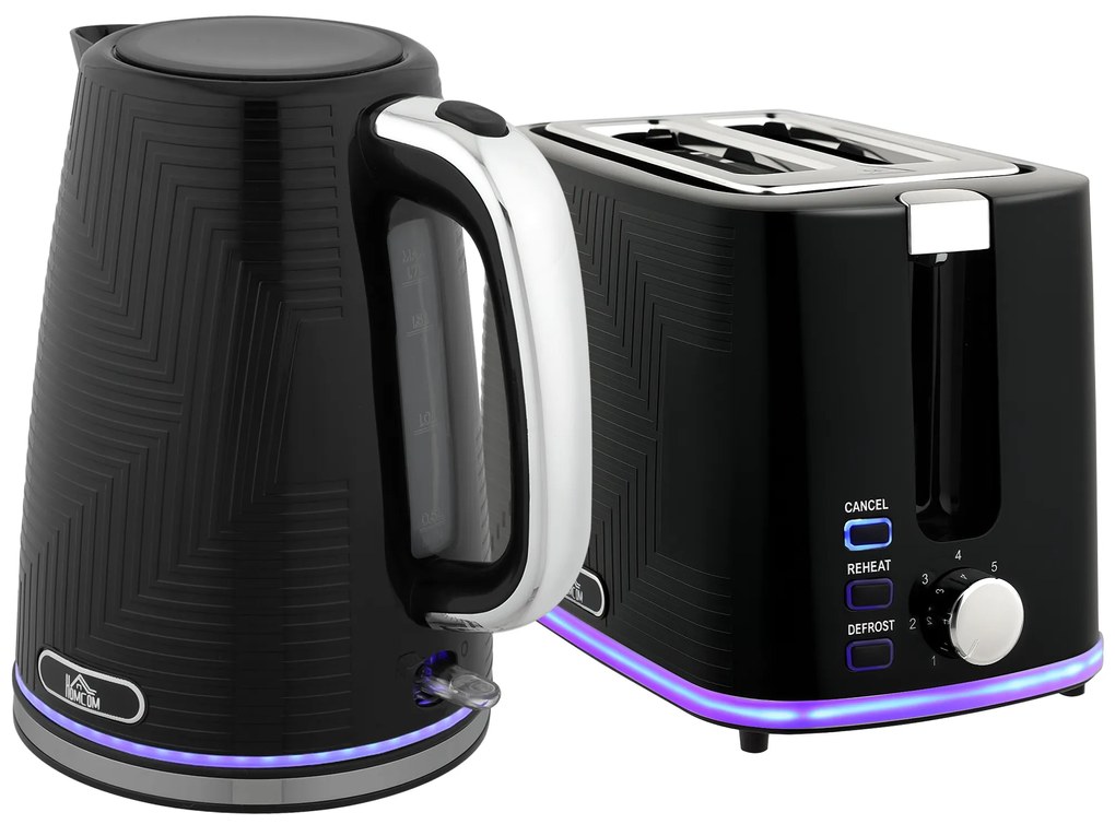 HOMCOM Σετ Βραστήρας &amp; Τοστιέρα, 2200W, Θερμοστάτης Otter, Τοστιέρα 2 θέσεων, 7 Επίπεδα Ψησίματος, Συρτάρι για Ψίχουλα, Μαύρο