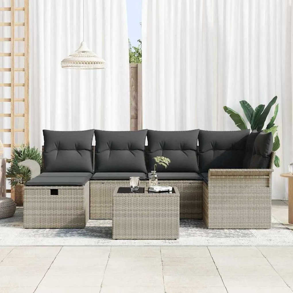 vidaXL Σετ Καναπέ Κήπου 7 pcs Ανοιχτό γκρι 242.5 x 132.5 x 85 εκ.