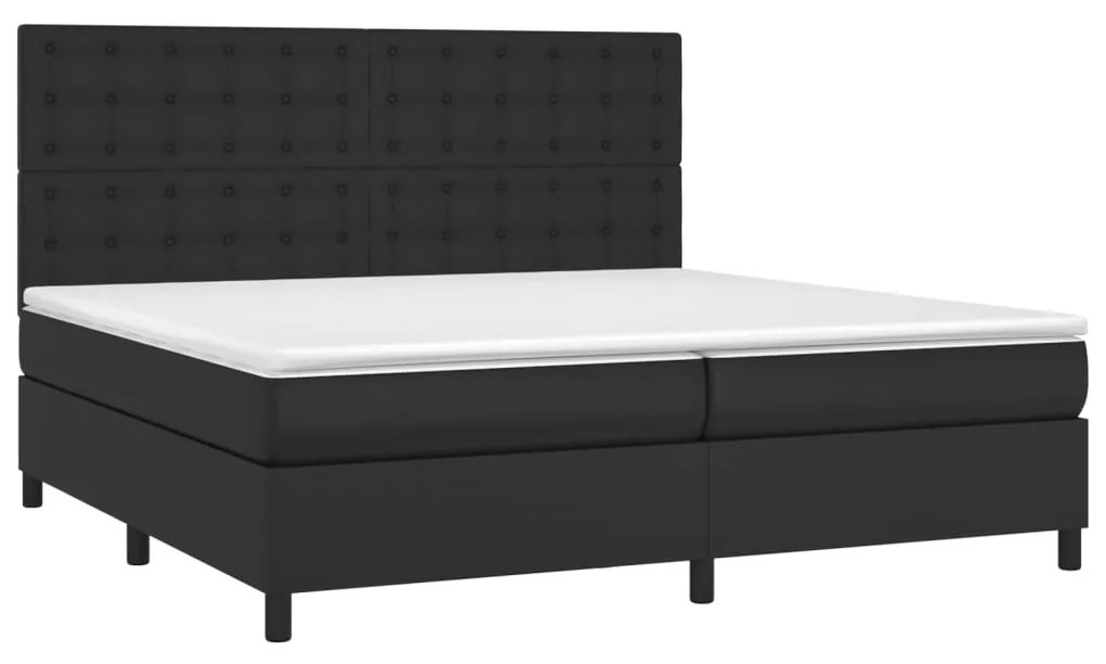 vidaXL Κρεβάτι Boxspring με Στρώμα Μαύρο 200x200 εκ. Συνθετικό Δέρμα