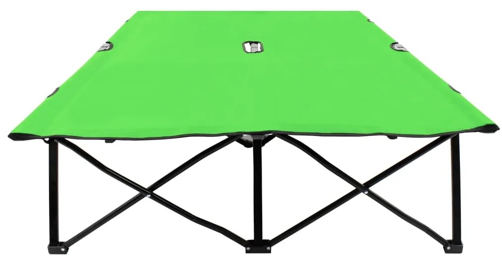 vidaXL Ξαπλώστρα Δύο Ατόμων Πτυσσόμενη Πράσινη Ατσάλινη