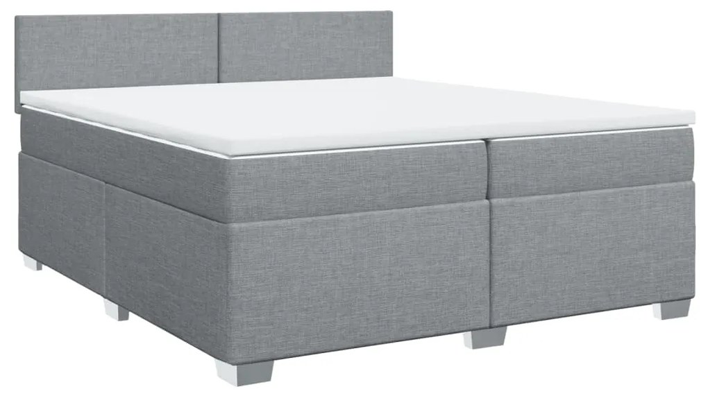 Κρεβάτι Boxspring με Στρώμα Ανοιχτό Γκρι 200x200 εκ. Υφασμάτινο - Γκρι