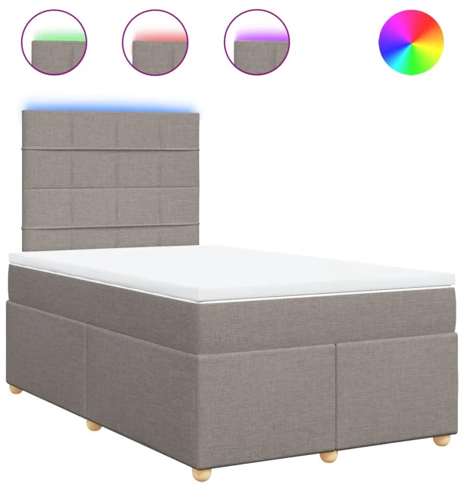 Κρεβάτι Boxspring με Στρώμα Taupe 120x190 εκ. Υφασμάτινο - Μπεζ-Γκρι