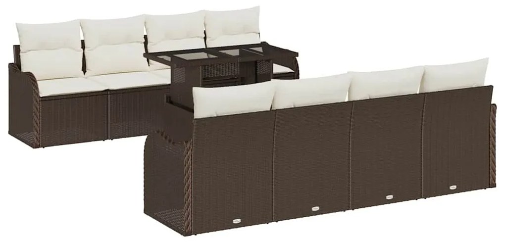 vidaXL Σετ Καναπέ Κήπου με μαξιλάρι 7 pcs Καφέ Πολυ ράταν