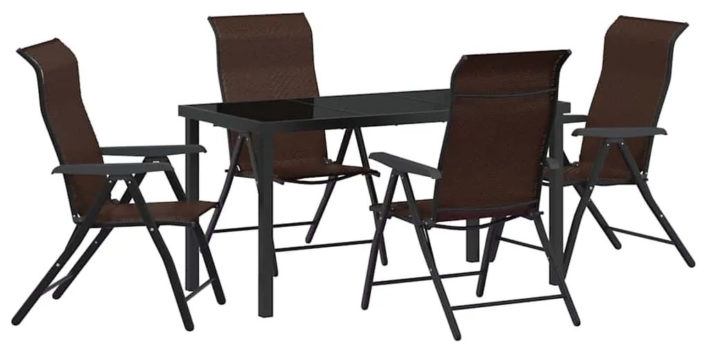 vidaXL Σέτ φαγητού για κήπο Ρυθμιζόμενο ύψος 5 pcs Καφέ Πολυ ράταν
