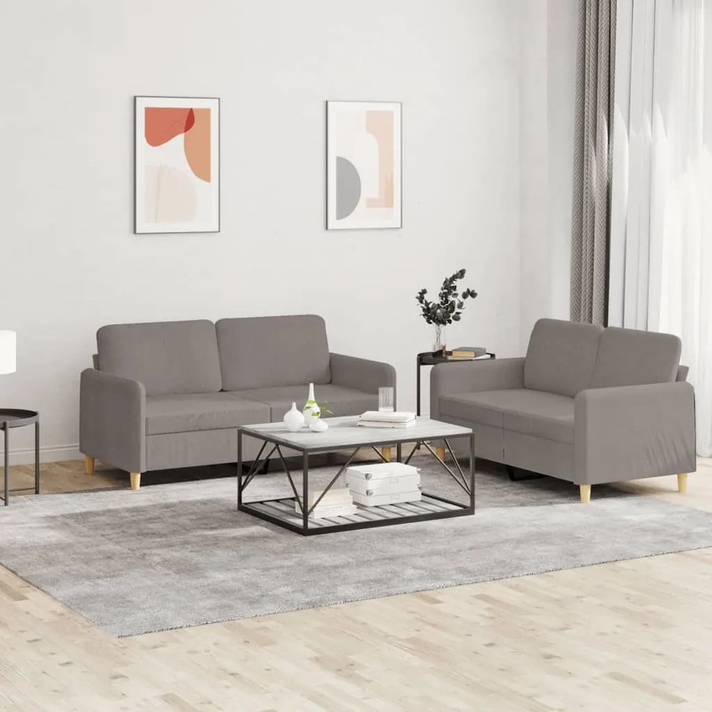 vidaXL Πολυθρόνες Σετ 2 Τεμαχίων Taupe από Ύφασμα με Μαξιλάρια
