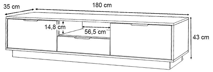 Έπιπλο τηλεόρασης Mensa Megapap χρώμα καρυδί 180x35x43cm.