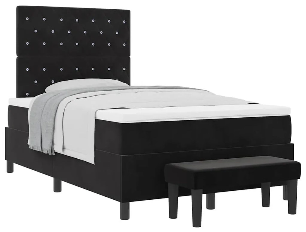 vidaXL Κρεβάτι με ελατήρια με στρώμα Μαύρο 120 x 200 cm Βελούδο