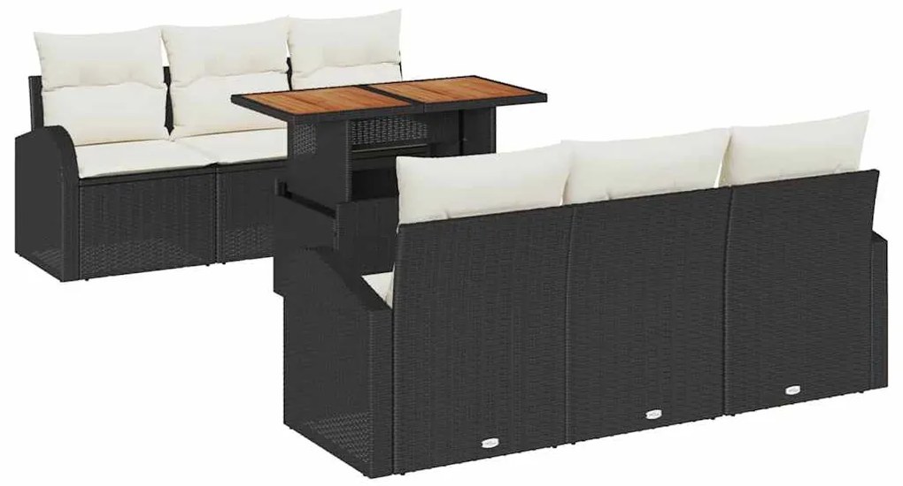 vidaXL Σετ Καναπέ Κήπου με αποθήκευση 7 pcs Μαύρο Πολυ ράταν