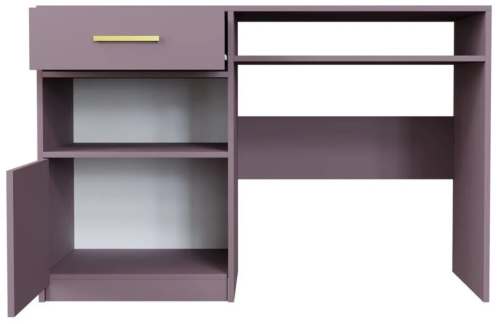 Σετ επίπλων Honolulu A108 (Μωβ), 411x200x58cm, Μωβ, Πλαστικοποιημένη μοριοσανίδα, Πόρτες ντουλάπας: Με μεντεσέδες, Καθρέφτης, Πόδια: Πλαστική ύλη