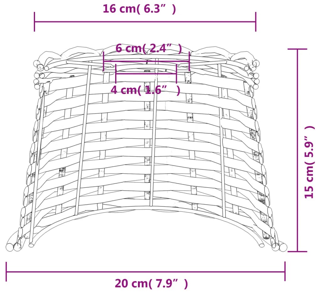 vidaXL Καπέλο Φωτιστικού Οροφής Καφέ Ø20x15 εκ. από Wicker