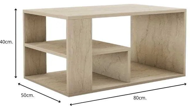 Τραπεζάκι σαλονιού Rodom Megapap χρώμα travertine 80x50x40εκ.