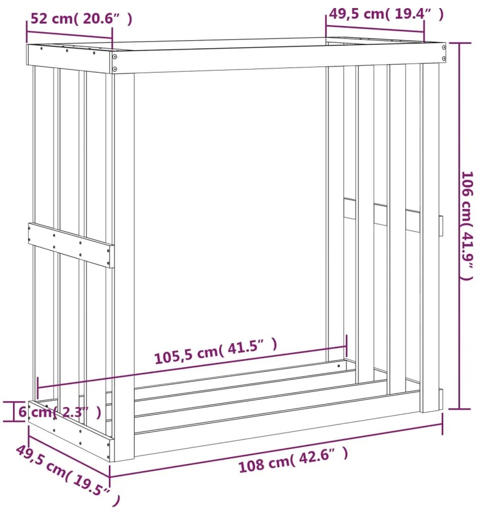 vidaXL Ξυλοθήκη Εξ. Χώρου Λευκή 108x52x106 εκ. από Μασίφ Ξύλο Πεύκου