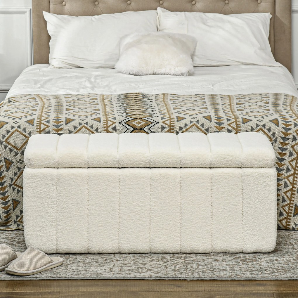 Ταπετσαρισμένη τραπεζαρίας, τραπεζαρία με αποθηκευτικό χώρο, χωρητικότητα έως 120kg, 102x45x46cm, Κρεμ λευκό