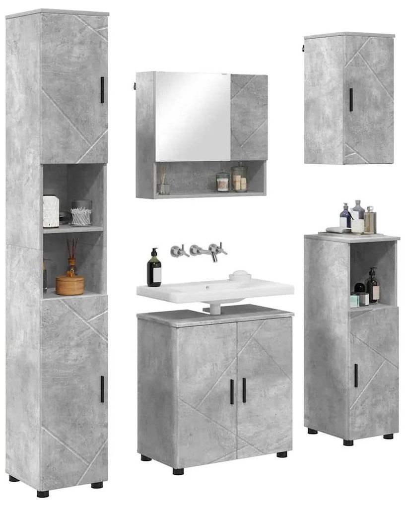 vidaXL Σετ Επίπλων Μπάνιου 5 pcs Γκρι σκυροδέματος 61 x 35 x 64 εκ.